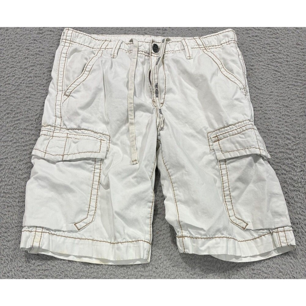True Religion Shorts Mens 34 White Cargo Drawstring 11 Relaxed Fit VTG Y2K